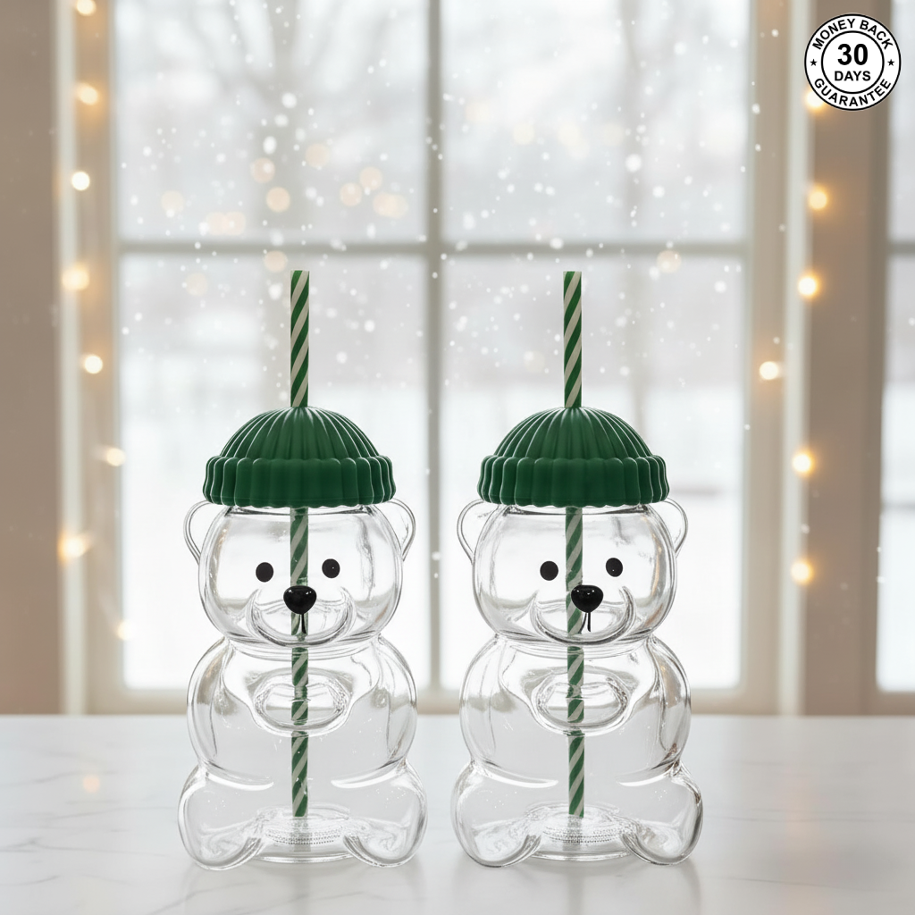 Premium Glass Barista Bear Cup