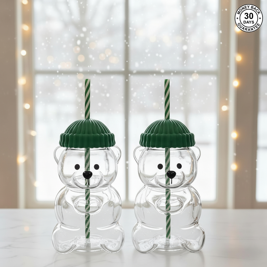 Premium Glass Barista Bear Cup