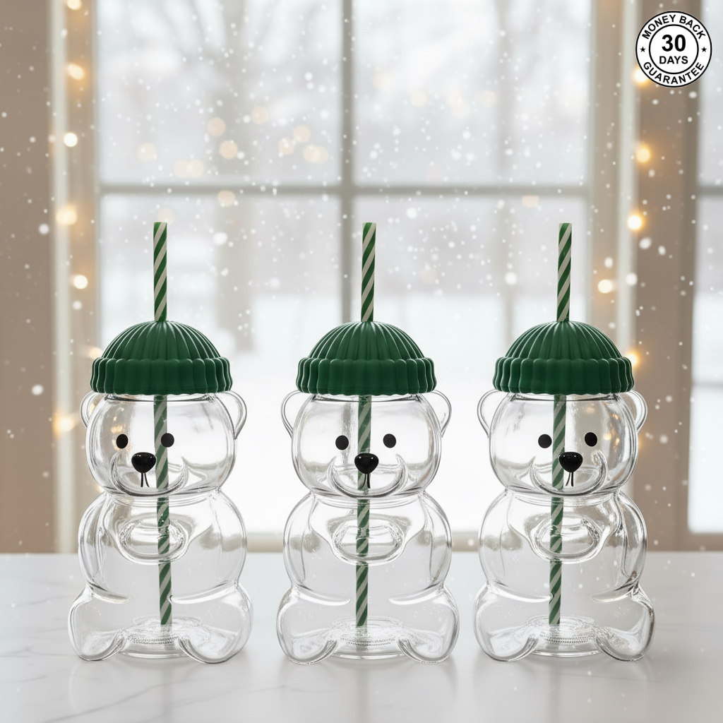 Premium Glass Barista Bear Cup