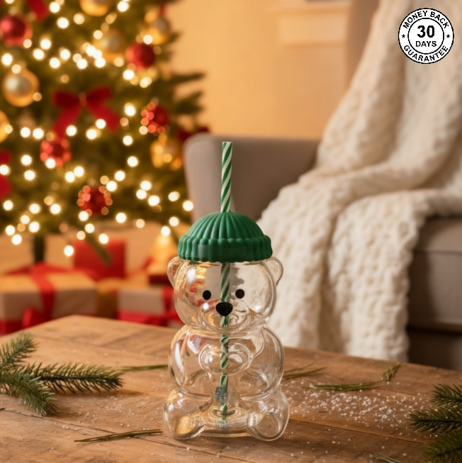 Premium Glass Barista Bear Cup