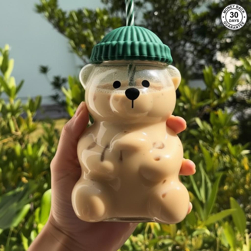 Premium Glass Barista Bear Cup